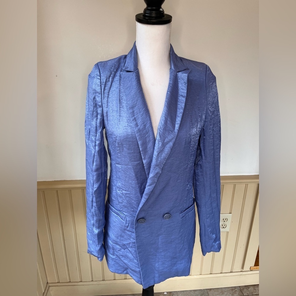 KAOS Made In Italy Women's Shiny Blue Blazer Jacket EU Size 40 US 4/6
